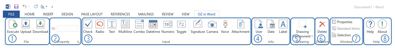 OZ in Word ribbon menu