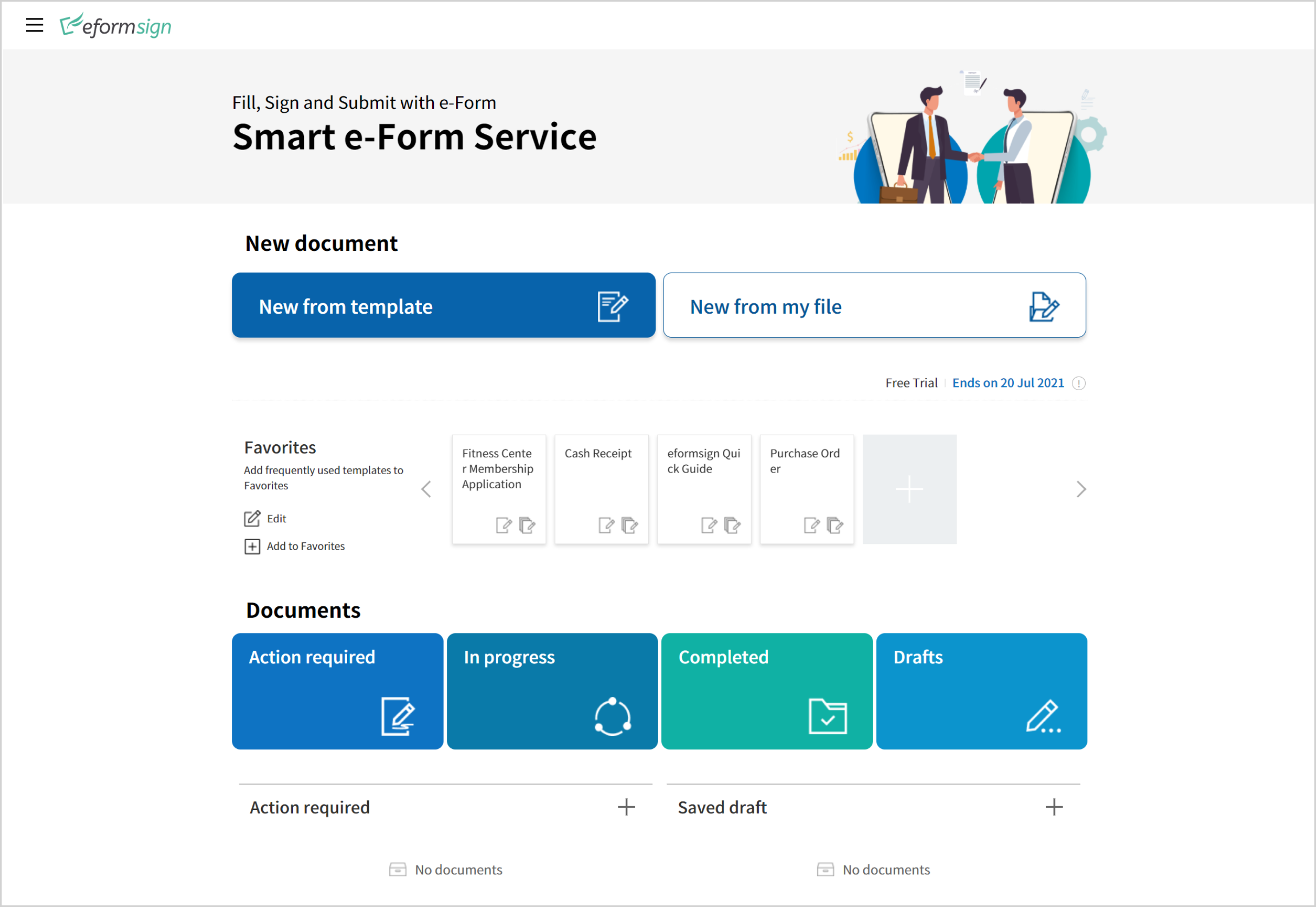 eformsign - How To Use, Create a document, Created documents are stored into three document boxes depending on its status